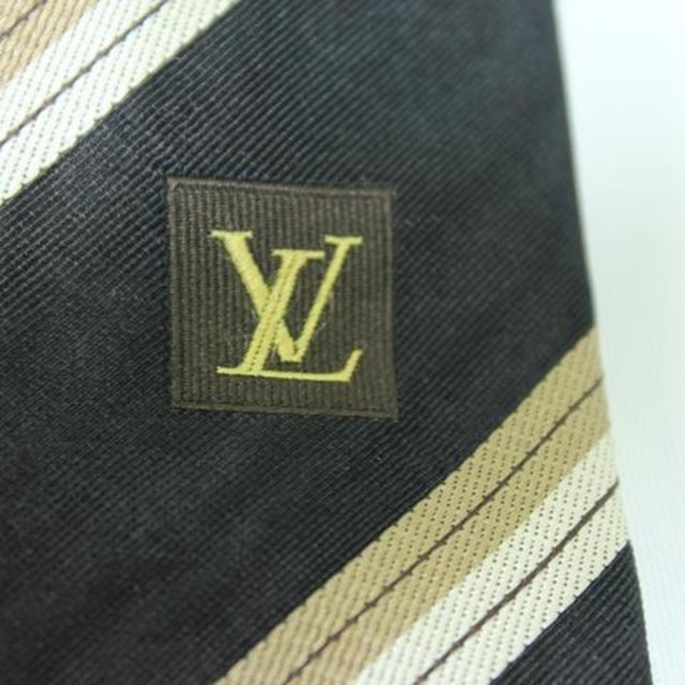 Louis Vuitton Black LV Diagonal Strip Tie TELM7 - Picture 4 of 7